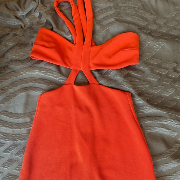 Coral Orange Bodycom Cutout Dress - Picture 4 of 4